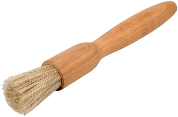 teemando® Household Brush with Natural Bristles Made of Cherry Wood, Round, Oiled, Width: 2.5 cm, Length: 18 cm, Pastry Brush