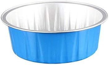 KEISEN 3 4/5" Disposable Aluminum Foil Cups 150ml 5oz 100/PK for Muffin Cupcake Baking Bake Utility Ramekin Cup 100/PK (blue)