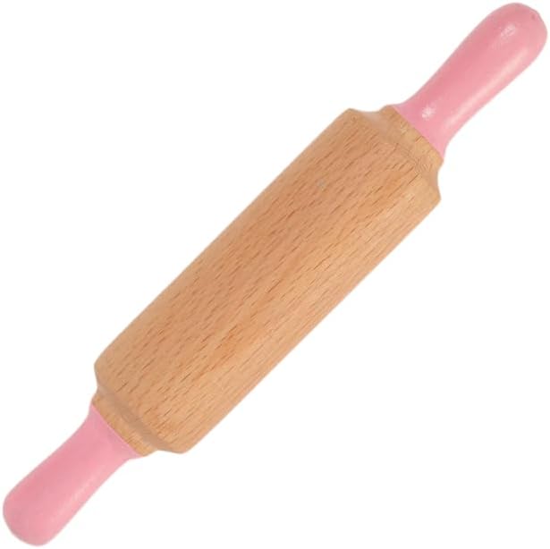 Wooden Play Dough Roller for Kids | Rolling Pin for Playdough & Clay, Safe Natural Art Supplies for Toddlers and Preschool Kids (Pink)