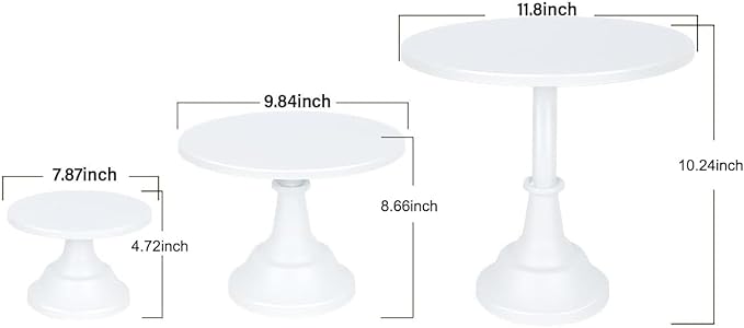 3pcs Metal Cake Stand Set 8''10''12'' Dessert Table Display Perfect for Baby Shower Wedding Birthday (white)