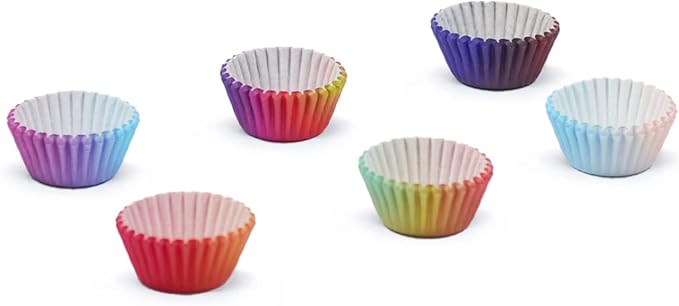 qiqee Mini Cupcake Liners Cupcake Cups 300-Count Food Grade Gradient Design Cupcake Papers Baking Cups Cupcake Wrappers(Small Size)