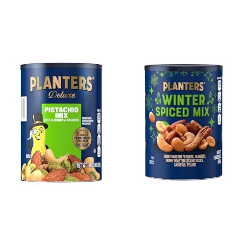 PLANTERS Pistachio Nuts Lovers Nut Mix, 1lb 2.5oz + PLANTERS Winter Spiced Mix Canister, 18.75oz