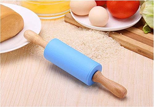 Small Wooden Handle Rolling Pin for Kids - Non-Stick Silicone Rodillo for Reposteria & Masa