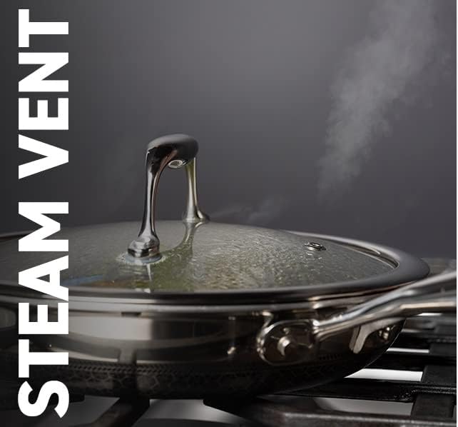 HexClad Tempered Glass Lid, 8-Inch, Designed for HexClad Hybrid Cookware, Steam Vented, Dishwasher Safe