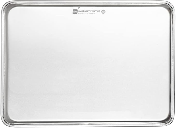 Restaurantware Met Lux 18 x 13 Inch Industrial Baking Pan 1 Heavy-Duty Bakery Sheet Pan - Rimmed Edges Endures Up To 392F Aluminum Half-Baking Sheet Dishwashable Ideal For Baking or Roasting