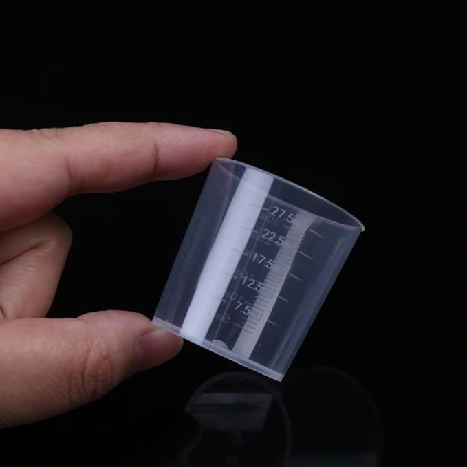 20pcs 1.02oz/30ml Plastic Measuring Cups Plastic Graduated Cup Transparent Scale Resin Clear Graduated Epoxy Mixing Jugs for Kitchen Cooking Medicine Measure Tool