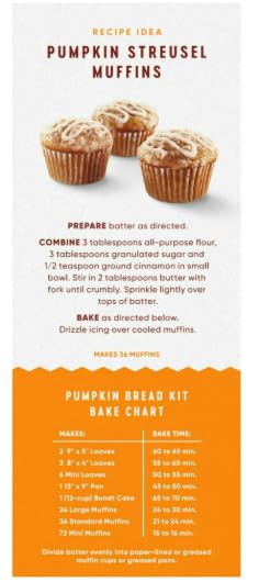 Pumpkin Bread Kit With Icing Baking Mix Dessert, 57.75 oz Box/2 Pack (Makes 4 Loaves)