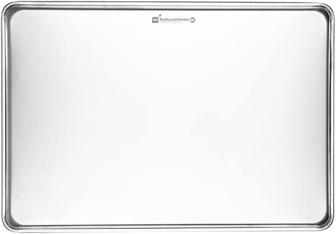 Restaurantware Met Lux 26 x 18 Inch Industrial Baking Pan 1 Heavy-Duty Full-Size Bakery Sheet Pan - Rimmed Edges Endures Up To 392F Aluminum Sheet Pan Dishwashable Ideal For Baking Or Roasting