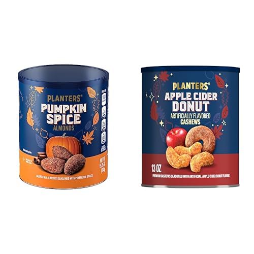 PLANTERS Fall Edition Pumpkin Spice Almonds, 15.25oz + PLANTERS Apple Cider Donut Cashews, 13oz