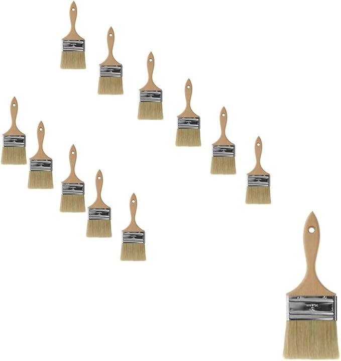 White 60030 Wooden Boar Bristle Pastry Brush (12 PC, Flat 3")