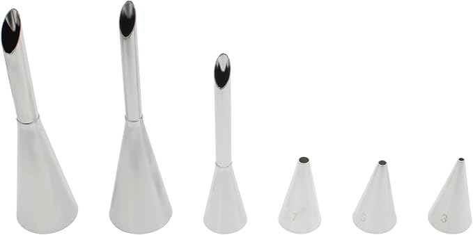 6PCS Cream Horn Molds Different Size Cream Icing Piping Tips Stainless Steel Cake Decorating Supplies for Various Pastries and Puffs