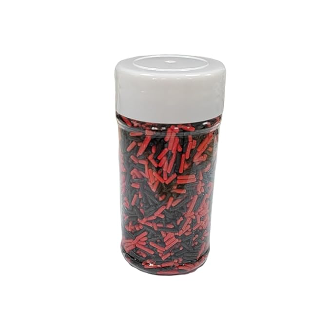 Homankit Red and Black Jimmies Sprinkles Edible Sprinkle Candy Soft Jimmies Toppings for Ice Cream, Cupcake, Cake, Cookie, Dessert Decorating 2.75 Ounces