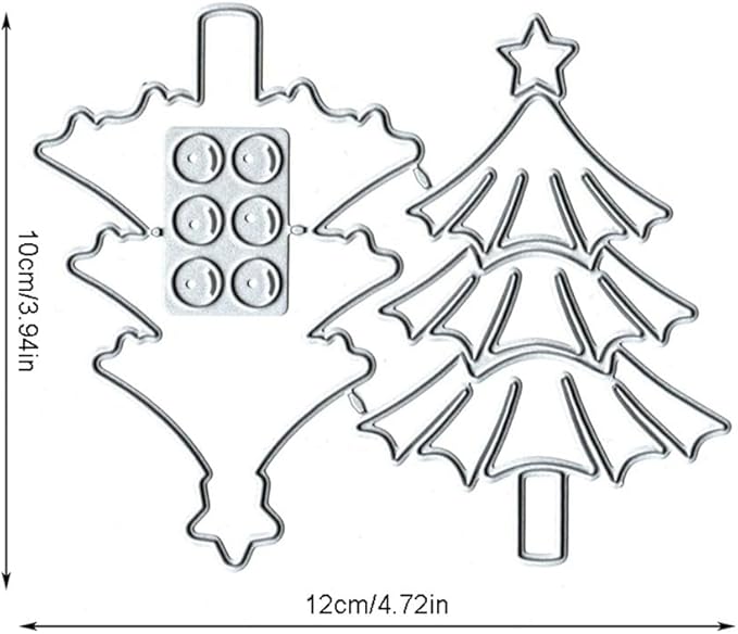 Lapoo Festivals Metal Cutting Die for Scrapbooking - Durable, Cut Stencils for DIY Scrapbook Photo Album Decorative Paper Card, Card Making Supplies, Embossing (Christmas Tree and Lights 4.7 x 3.9 in)