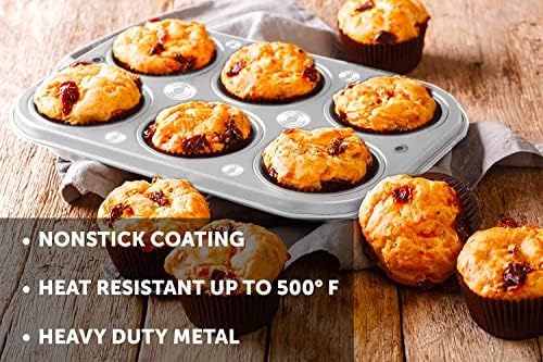 DecorRack 4 Pack Non-Stick Muffin Pans, 6-Cup, Bakeware for Baking Cupcakes (Pack of 4)