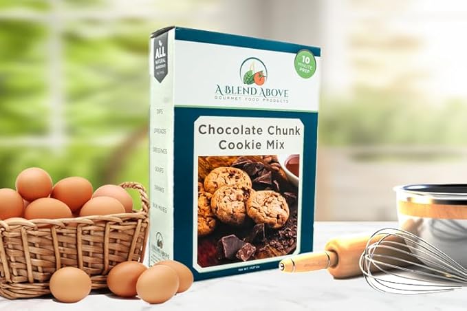 A Blend Above Chocolate Chunk Cookie Mix (Makes Appx. 36 Cookies), Choco-Chip Bliss: Indulgent Chocolate Chip Cookie Mix, Quick and Easy to Make, 10 Minute Prep, Large Chocolate Chips