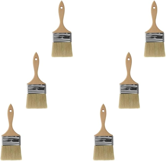 White 60030 Wooden Boar Bristle Pastry Brush (6 PC, Flat 3")