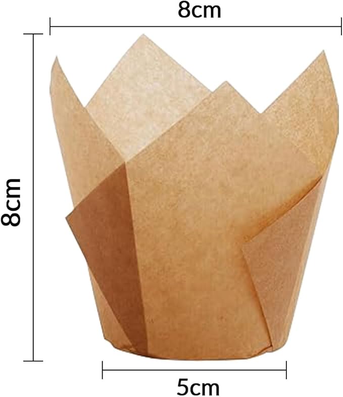 50 Pieces Cupcake Liners for Baking-2-1/4" x 4" Natural,Brown,White 3 colours for Wedding, Birthday Party, Standard Size, Natural Color (Standard-Pro)
