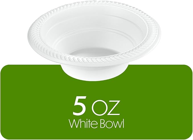 PLASTICPRO 800 PCS White Plastic Bowls 5 oz Premium Quality Light Weight Dishes Disposable Small Plastic Bowls for Dessert Appetizers Soups for Parties Weddings