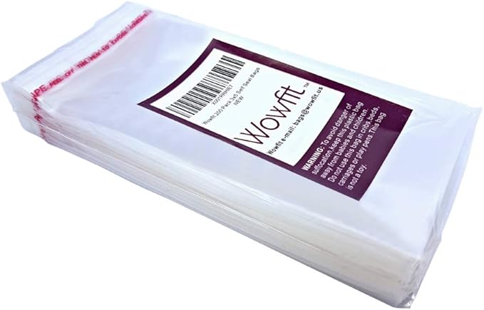 Wowfit 200 Count 3x5 Inch Clear Cellophane Plastic Bags, Resealable Self-Sealing Cello Bags Good for Cookies, Decorative Wrappers, Party Favors, Candy and More
