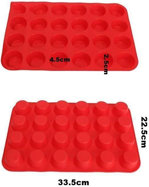 Silicone Mini Muffin Pan, Qtopun 4 Pack 24 Cups Silicone Mold Cups Baking Pan, Silicone Muffin Tins Baking Moulds-Multi Color