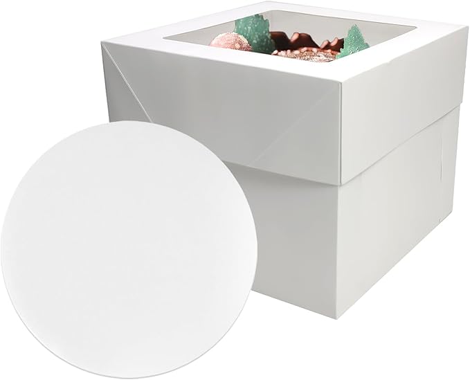 3 sets Cake Boxes 12x12x10 inches with Boards Bakery Boxes for Cakes
