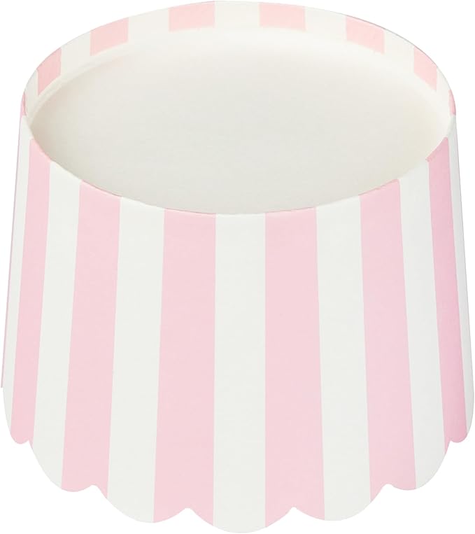 Panificio 10 Ounce Cupcake Wrappers, 200 Scalloped Baking Cups - Oven-Ready, Greaseproof, Pink Striped Paper Cupcake Liners, Disposable, For Birthdays, Baby Showers, Or Weddings - Restaurantware