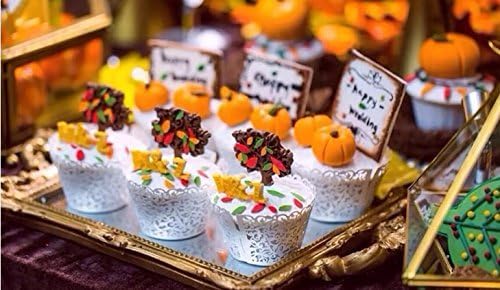 100pcs Cupcake Wrappers Artistic Bake Cake Paper Cups Little Vine Lace Laser Cut Liner Baking Cup Muffin Case Trays for Wedding Party Birthday Decoration (White)