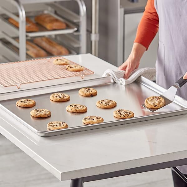 Commercial Aluminum Sheet Pan, 18 Gauge Full Size with Wire Rim, 18 x 26 Inch, Stackable Baking Tray for Professional Kitchen Use