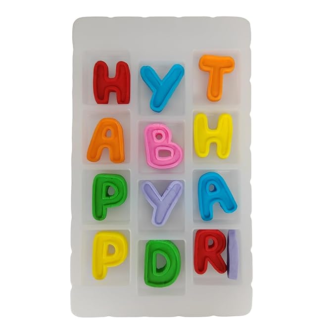 Edible Candy Happy Birthday Letters Cake Decorations Dessert Sugar Sprinkles Party Cookie DIY Cake Cupcake Topper Icing Frosting Decoration Holiday Supplies (Only Contain Happy Birthday Alphabet)