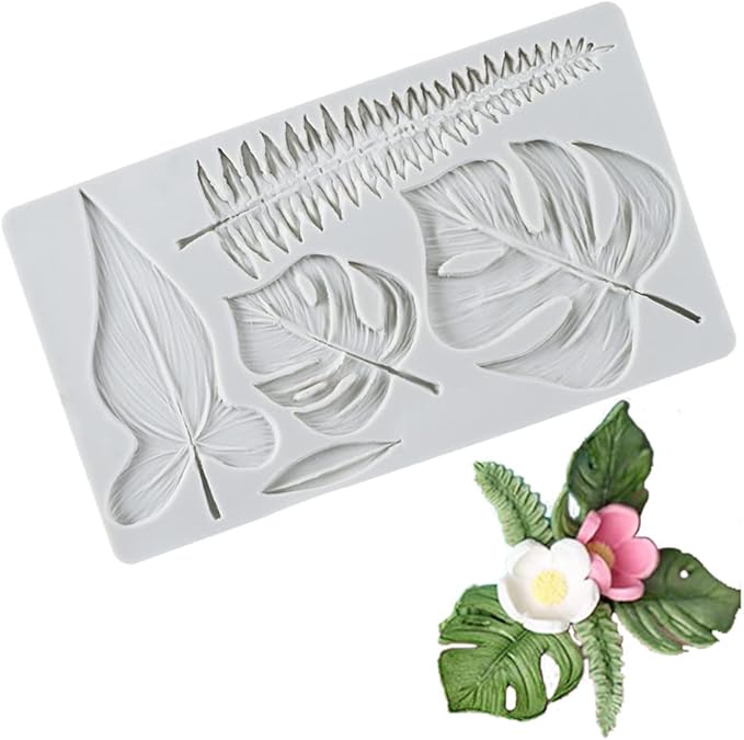 Leaf Silicone Mold Rose Flower Fondant Molds DIY Cake Decorating Tools Sugarcraft Candy Resin Clay Chocolate Gumpaste Moulds (2011.20.8CM)