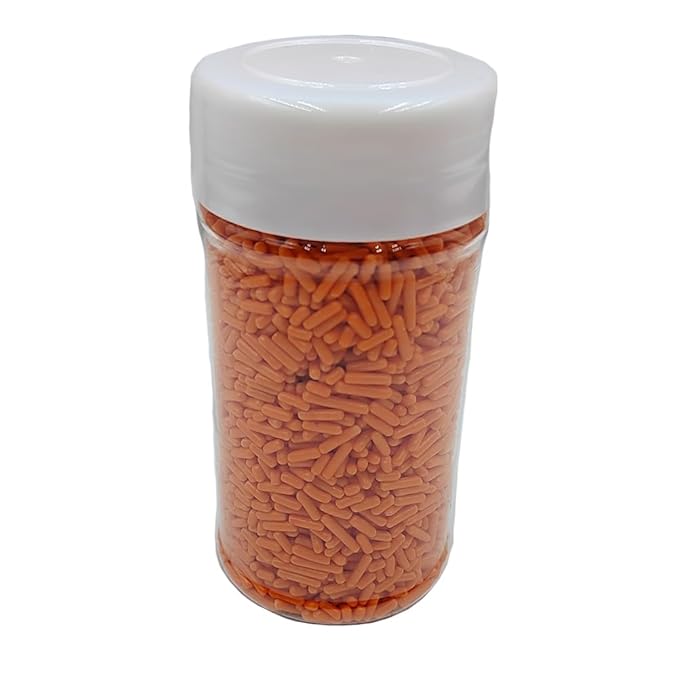 Homankit Orange Jimmies Sprinkles Edible Sprinkle Candy Soft Jimmies Toppings for Ice Cream, Cupcake, Cake, Cookie, Dessert Decorating 2.75 Ounces
