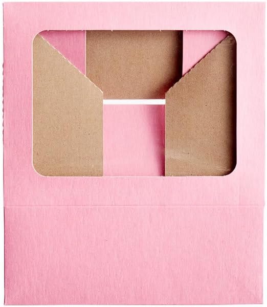 Auto-Popup Window Bakery Box, Pink Paperboard, 9 x 7 x 3.5 Inches, Rectangle Cake Box, 200 Count Bundle