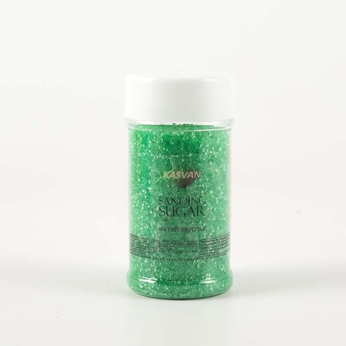 Kasvan Green Sanding Sugar Sprinkles - Edible Sugar Crystals, Baking Cake Decorations, Ice Cream Toppings cupcake Decorating, Wedding Party Chirstmas Supplies, 85g/3.2oz