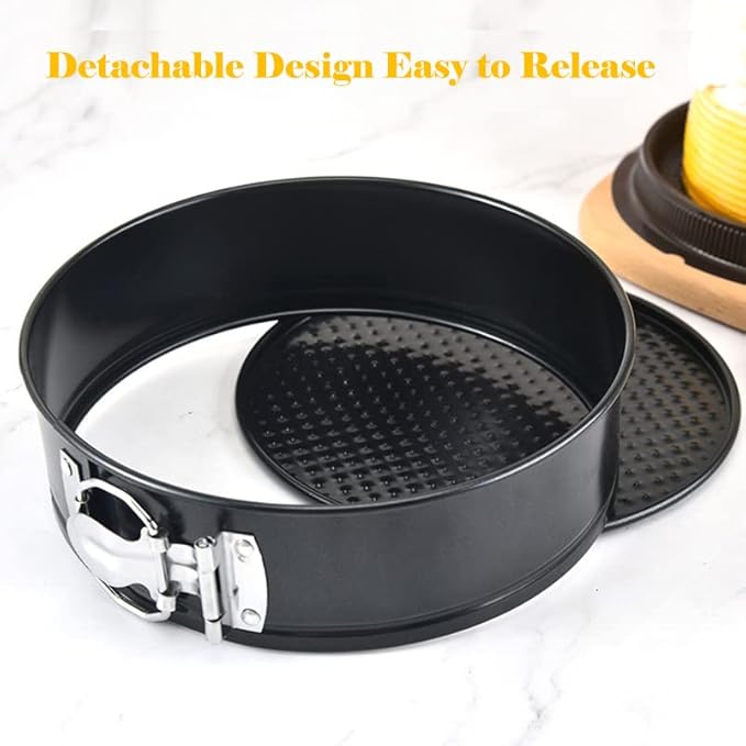 4 Pack Springform Pan Tins Set 4, 7, 9,10 Inch Baking Mold Round Leakproof Nonstick Removable Bottom Bakeware for Cake Cheesecakes Pie Pizza and Quiches
