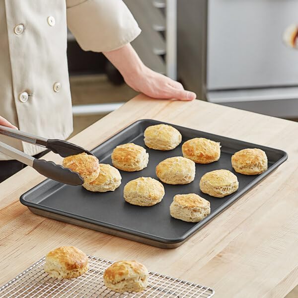 Half Size Sheet Pan, 18 Gauge Aluminum, Non-Stick Gray, Wire Rim, 13 x 18 Inch, 12 Pack for Commercial Baking