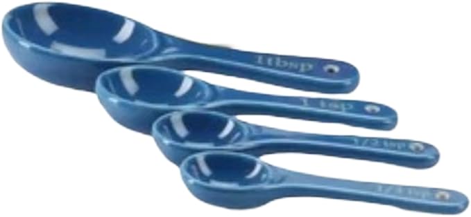 Omniware Rooster Measuring Spoon Set - Hand-Painted Stoneware with Long Handles, Lead-Free Glaze - Dishwasher Safe Baking Essentials for Dry & Liquid Ingredients, Small Spoons with US Measurements