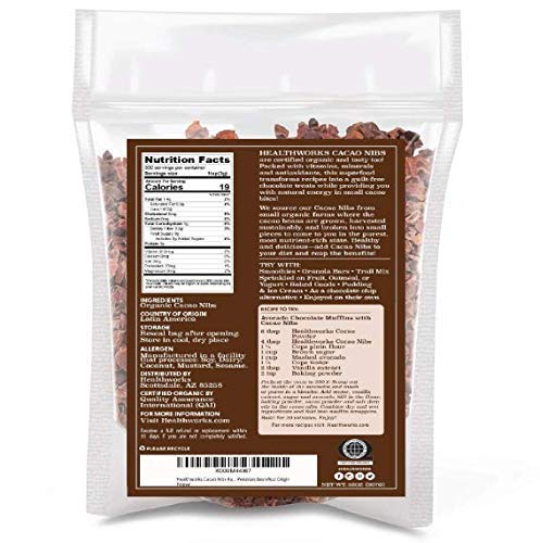 Healthworks Superfoods Cacao Nibs Organic - 32 Oz / 2 Lbs - Criollo Bean - Raw Unsweetened Chocolate Substitute - Certified Organic - Keto, Vegan & Non-GMO - Antioxidant