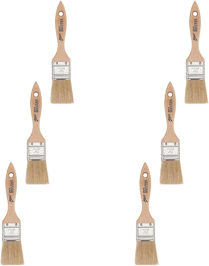 White 60015 Wooden Boar Bristle Pastry Brush (6 PC, Flat 1 1/2")