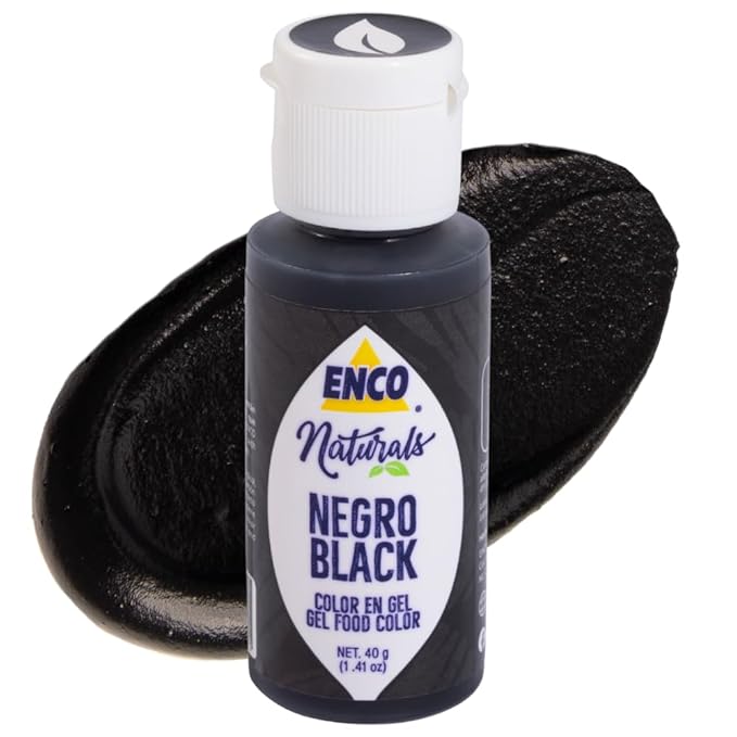ENCO Natural Food Coloring Gel Black1.41 oz No artifitial dyes - Vibrant colors for Icing, Buttercream, Fondant (Black, 1.41 Ounce (Pack of 1))