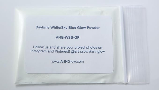 Glow in The Dark Pigment Powder - Neutral and Fluorescent Color for Art Painting, Fine Art, Nail Art Paint, and DIY Crafts - Long Lasting, 10+ Color Options - Neutral Sky Blue - (60 Grams/ 2.12 oz)