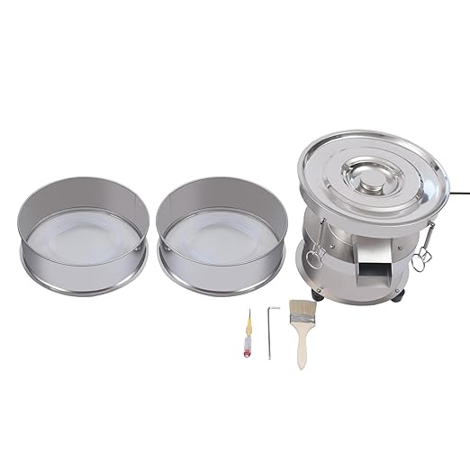 Electric Vibrating Sifter, Food Industrial Sifter Automatic Sieve Shaker 110V Electric Screening Vibrating Machine, 40 Mesh 60 Mesh Flour Powder Sifter for Sieve Particles Powders