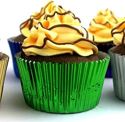 Eoonfirst Foil Cupcake Liners Standard Baking Cups 100 Count (Green)