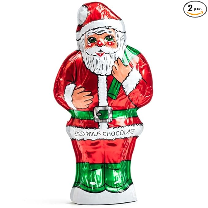 Madelaine Milk Chocolate Santa 2 Pack - Christmas Decoration - Creamy Milk Chocolate Santas 6 Oz Each