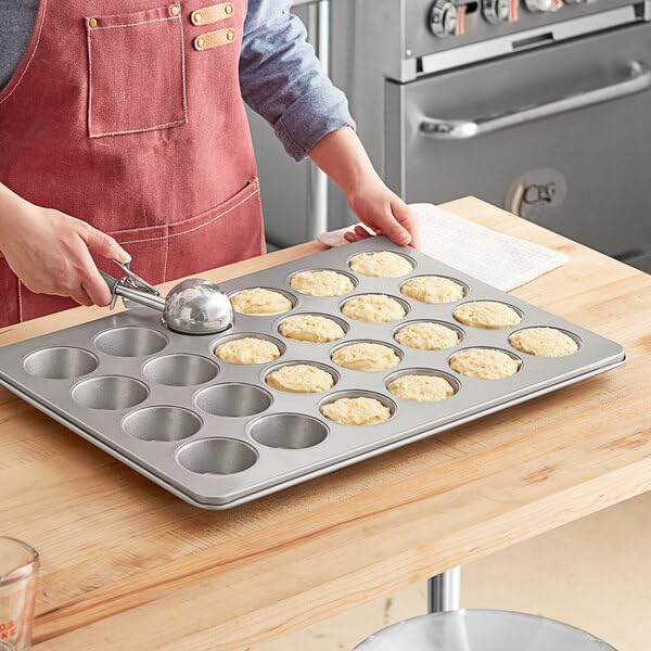 24-Cup Carbon Steel Muffin Pan, Non-Stick Silver Cupcake Baking Sheet, 21.5 x 15.5 Inch, 3.5 oz Capacity per Cup