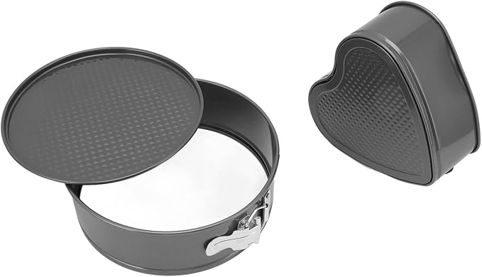 Springform Pan Set, 3PCS Cake Pans Baking Pans Set Carbon Steel Round Heart Square Shape Non Stick Cheesecake Pan for Kitchen (22/24/26)