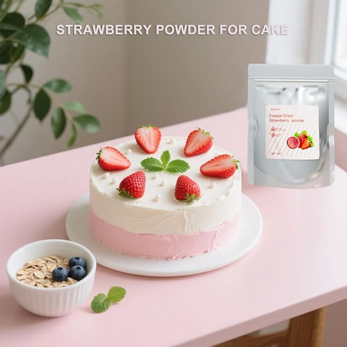 Mkostlich Freeze Dried Strawberries Powder, 4.5oz/128g Strawberry Powder for Baking, Smoothies, Drinks, No Sugar Added