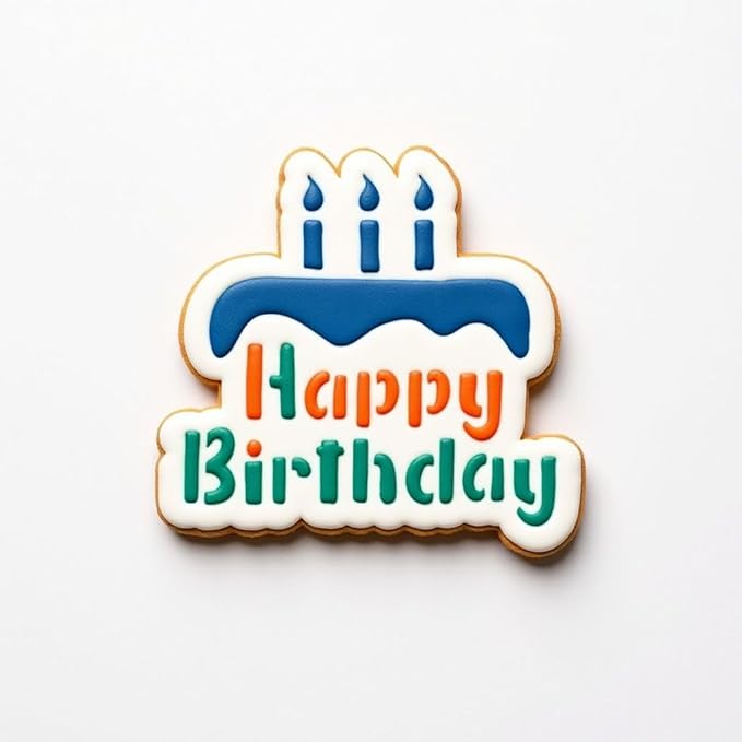Cookie Cutter and Stencil Set Bundle Kit PYO Cookies Paint Your Own Diy Bakery Fondant Sugar Happy Birthday Wedding Baby Candle Kids Painting Coloring Pages Comb (Birthday Cake)