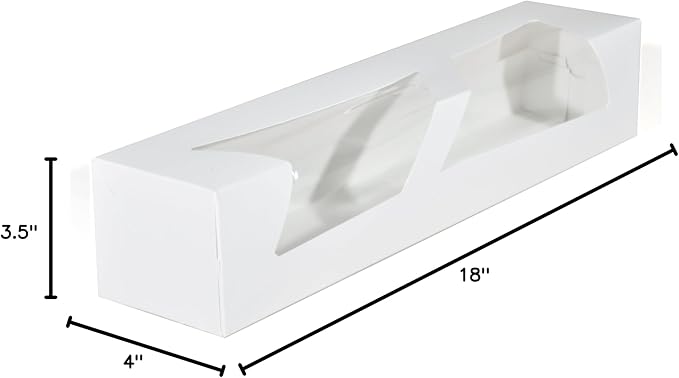 Southern Champion Tray 24323 Paperboard White Window Bakery Box, 18" Length x 4" Width x 3-1/2" Height (Case of 200)