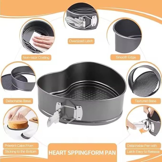 Kitchen Tool Heart Cake Mold Baking Supplies Non-stick Removable Bottom Springform Cake Pan Tin Baking Mold Leak proof and high temperature resistant Heart cake Pans Set of 3