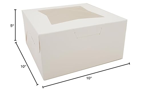 SCT white window bakery boxes with tuck-in lid, 10 x 10 x 5, white, paper, 150/carton